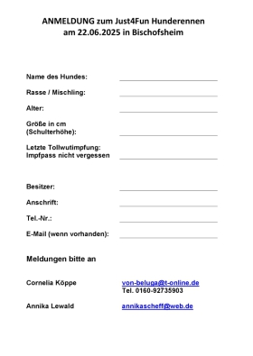 Anmeldeformular Hunderennen 2025